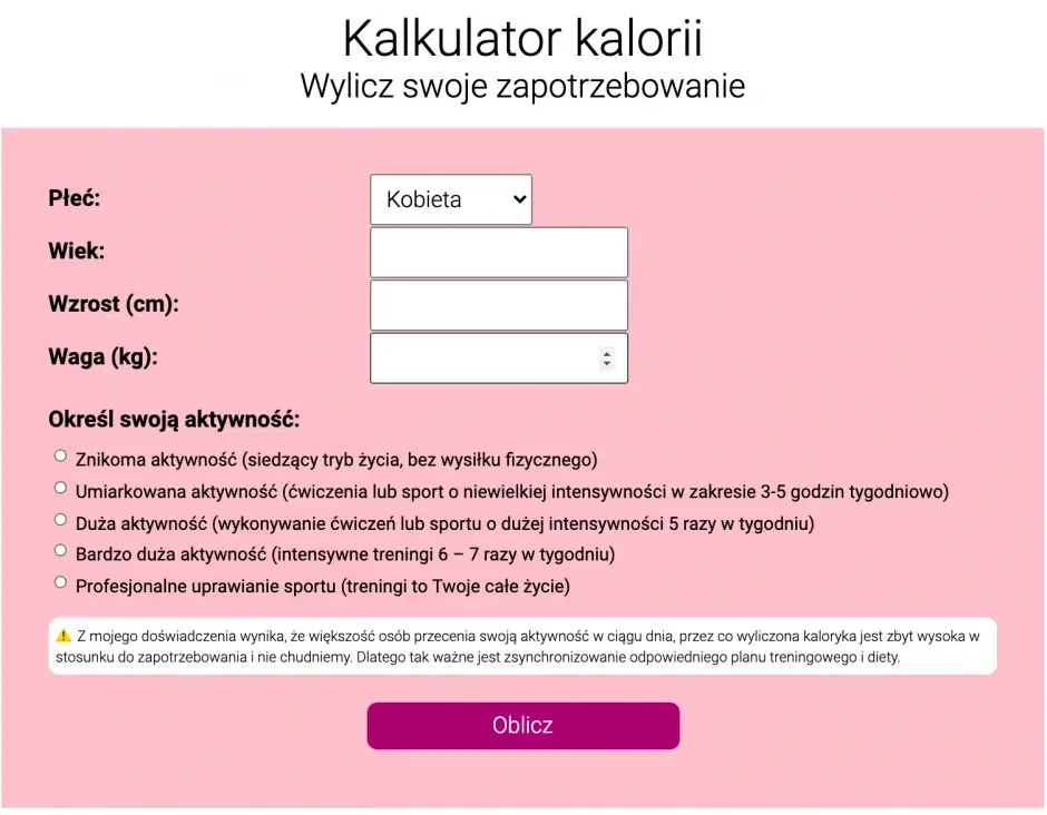 Kalkulator kalorii na redukcję: Jak obliczyć deficyt energetyczny